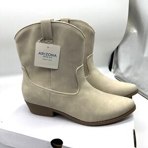 Arizona Jean Co Womens Western Heel Booties Meyer Boots Cream Color Size 9M